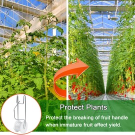 Tomato Support Hooks with String,20 Pack Tomato Trellis Roller Hooks with 49.2FT String for Plant,Greenhouse Tomato Flower Vine Twine Crop Trellis Kit Plant Roller Hook