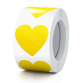Yellow Heart Stickers Roll 1.5 Inch Valentine's Day Love Shape Labels Waterproof Removable for Craft Envelopes Boxes Gift Tags Bags Wedding 500 PCS