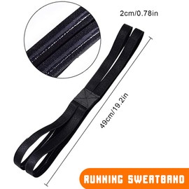 Pack of 3 Double Headband Sports Headbands Elastic Headband Non-Slip Sweatband for Men or Women Hair Band Boys Sports Hair Band Women's Hair Bands Women's Black
