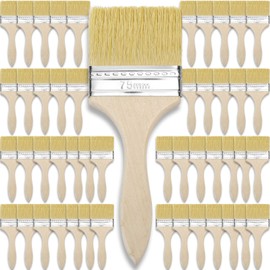 96 Pcs Paint Brushes for Wall Bulk Chip Paint Brushes Natural Bristle Paint Brush with Wooden Handle for Painting Flat Art Brushes Sets for Art Wall Home Furniture Kids Fences Details (3 Inch)