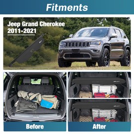 Nilight Trunk Cargo Cover for Jeep Grand Cherokee Accessories 2011-2021, Retractable Security Shade Rear Cargo Cover, with Trunk Storage Net, 1-Pack