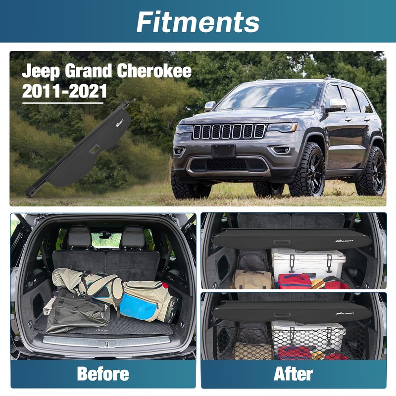 Nilight Trunk Cargo Cover for Jeep Grand Cherokee Accessories 2011-2021,