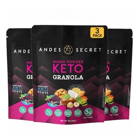 Andes Secret Maqui Powder Granola - Almonds, Walnuts & Hazelnuts - Keto High Protein Granola with No Sugar, Grain & Gluten Free - 11 oz (3 Pack)