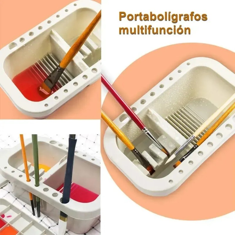 Lavabo Multifunción para Pinceles con Paleta y 18 Pozos, de