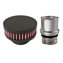 CFM Performance Baffled Billet Valve Cover Breather compatible with 2018+ Ford F-150 EcoBoost 2.7 (Flat Black)