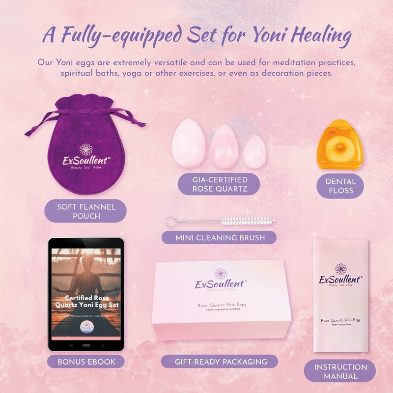 ExSoullent Jade Yoni Eggs Certified - Deluxe Amethyst Crystal Drilled