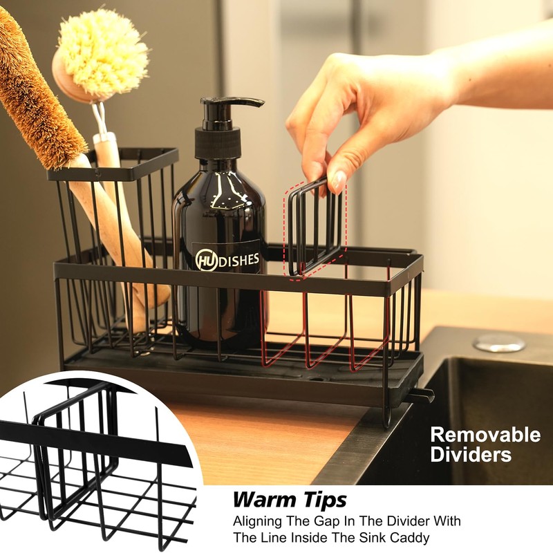 HomeUp Carbon Steel Kitchen Sink Caddy Rustproof Self Draining Sponge
