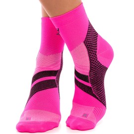 ZaTech Plantar Fasciitis Sock, Compression Socks. Heel, Ankle & Arch Support. (Pink/Black, Medium)