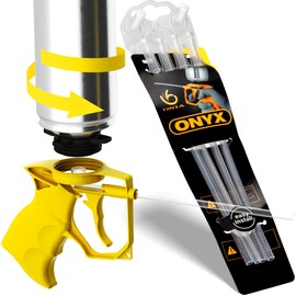 ONIA PU Spray Foam Gun with 4 tubes Expanding Spray foam Insulation Applicator with Reusable tubes and anti clogging caps – Filling & Sealing tool for Home and Office Use