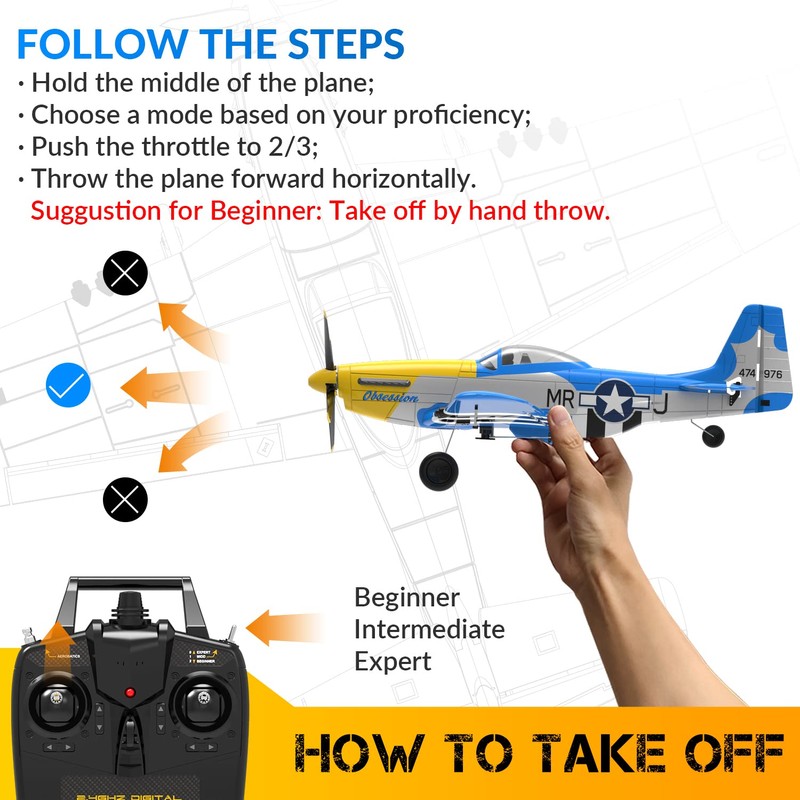 VOLANTEXRC RC Plane 2.4Ghz 4CH RC Airplane Ready to Fly
