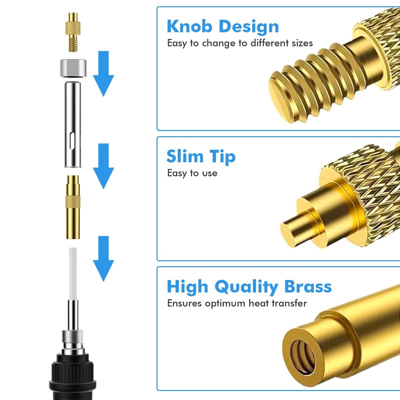 VIBINHO Threaded Inserts Soldering Tips Set, 130 Pieces Melting Thread,