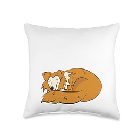 Kaisi Drawing,snooze,snooze,dream Sleep,dream Pajamas, Snooze Light, Collie, Long-haired Ollie, Sleep Throw Pillow, 16x16, Multicolor
