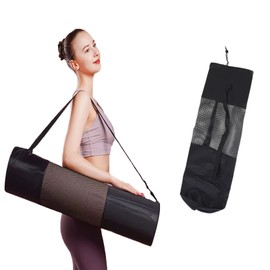 ZHEJIA Yoga Mat Case, Yoga Bag, Case, Yoga Mat, Bag, Lightweight, Storage Case, Shoulder Strap, Breathable, Mesh Type, Sports, Black, Black