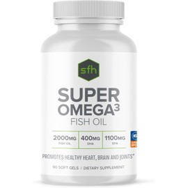 SFH Super Omega 3 Fish Oil Capsules Highly Concentrated 2000mg Omega 3 | Sustainably Sourced Alaskan Pollock Fish Oil for Heart Joint Brain Health (Capsule, 90ct)