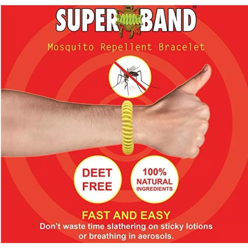 Super Band Pulsera Repelente De Mosquitos Base Citronela Paq 20