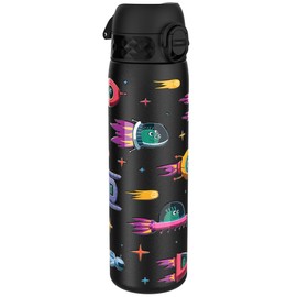 Ion8 Lightweight Steel Water Bottle, 600 ml/20 oz, Non-Insulated, Leak Proof, Easy to Open, Secure Lock, Dishwasher Safe, Flip Cover, Fits Cup Holders, Carry Handle, Metal Water Bottle, Spaceships