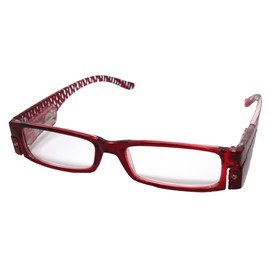 [ネオビジョン] 老眼鏡 シニアグラス リーディンググラス メンズ レディース LED ライト 付き 光る (+3.50, レッド)
