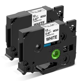 Pe-Touch Tape, White, TZe-231, Tze Tape, 0.5 inch (12 mm), Compatible with Brother Tape Cassette, Label Writer, Peatech Cube, PT-P910BT PT-P300BT PT-710BT Peat-Touch PT-J100P PT-190 Tape, Set of 2
