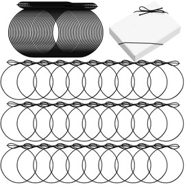 Berlune 120 Pcs Elastic Bows for Gifts Boxes Stretch Loops with Pre Tied Bows 20 Inches from Elastic Ribbon Cord Ribbon Gift Ribbon String Craft Bags(Black)