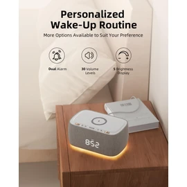 EZVALO Alarm Clock with Wireless Charger,Multifunctional Digital Clock Radio with Speaker,Dimmable LED Display with 9V&2A Fast Charging Port,Night Light for Bedroom, Gray