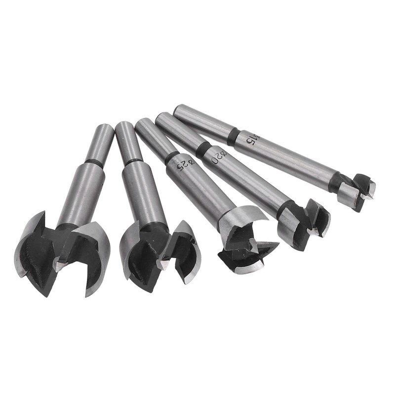 5Pcs Forstner Drill Bit Round Shank 15mm 20mm 25mm 30mm
