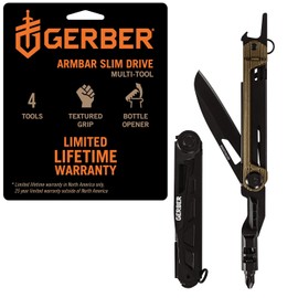 Gerber Gear Armbar Slim Drive, cuchillo de bolsillo multiherramienta con destornillador, bronce quemado