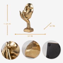 EPTUEGA Thinker Statue for Home Decor-Gold Sculptures Decorative - 11.8" H Covering The Eyes Figurine for Office Table Desktop Bookshelf (Black Golden)