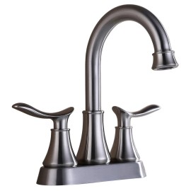 Alloy 4 Inch Hot/Cold Double Handle Deck Mounted Electroplated American Style Ceramic Disc Valve Core Bathroom Washbasin FaucetColor: NP, Surface Finishing: General
