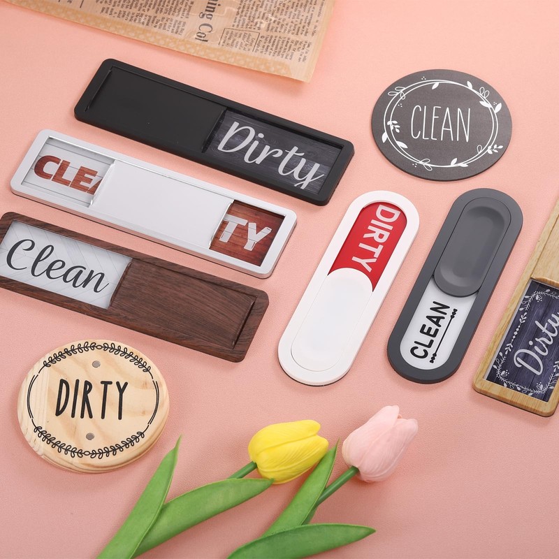 sourcing map Dishwasher Magnet Clean Dirty Sign Oval Magnetic Dishwasher