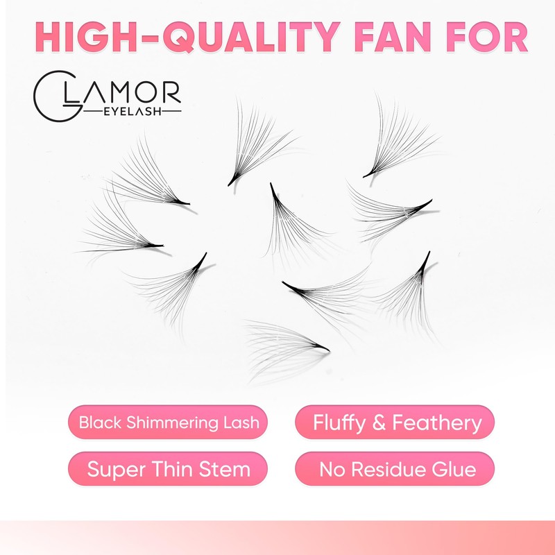 GLAMOREYELASH 750 Promade Fans Loose Mix, Natural Eyelashes Extensions 3D-16D,