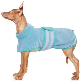 MHaustlie Dog Bathrobe, Adjustable Dog Towel with Velcro Closure, Absorbent Dog Bathrobe for Medium Dogs, Warm Dog Dryer after Bathing or Swimming (Blue, L)