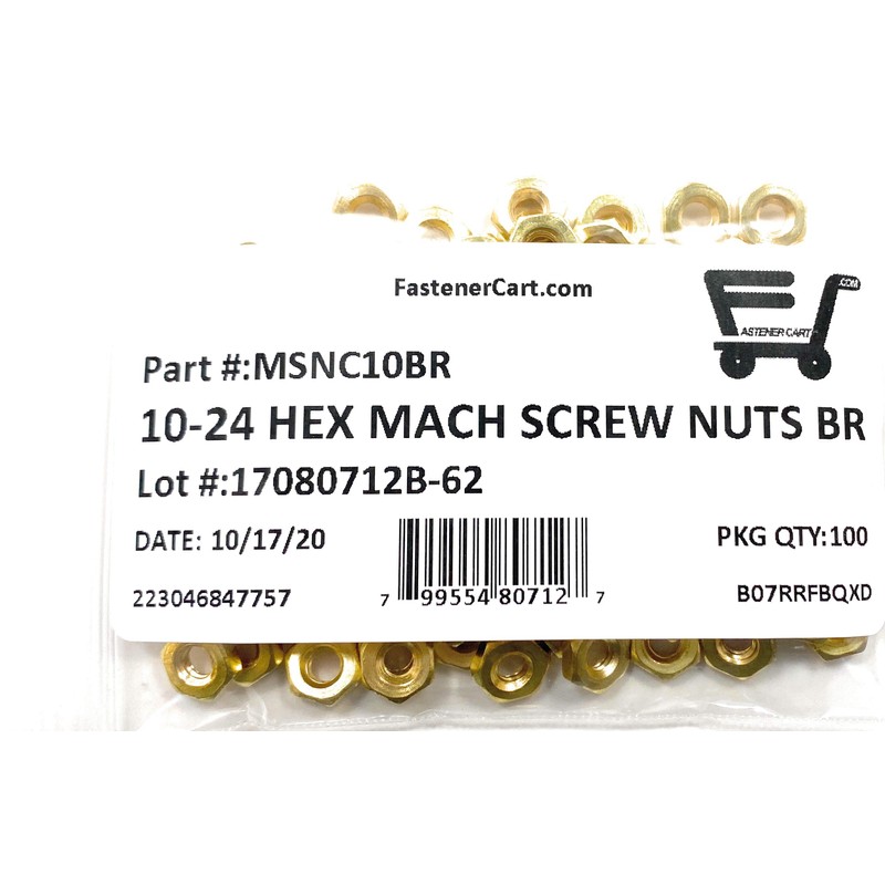 10-24 Hex Machine Screw Nuts Finished Hex Nuts (100 Pcs)