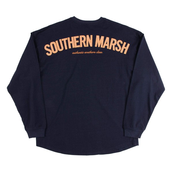 Southern Marsh Rebecca Ls Jersey - Gingham, Azul marino con naranja., XS