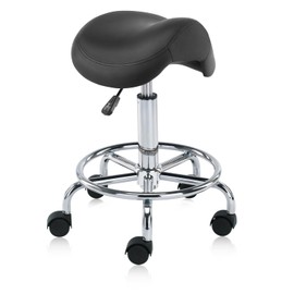 DR.LOMILOMI Ergonomic Saddle Stool Adjustable Pneumatic Swivel Rolling Saddle Seat Stool with Wheels for Medical Hygienic SPA Massage Salon Home and Office 506 Haku (Black)