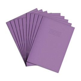 Rhino A4 Handwriting Practice Books, 40 Page / 4mm Feints Centred On 15mm Red Lines, 10 Pack, Office & School Stationery Supplies, Purple