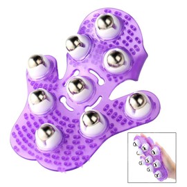 iwobi Beauty Massager Roller Ball Palm Massager Glove Metal Rolling Ball Massage Body Hand Massager(Purple)