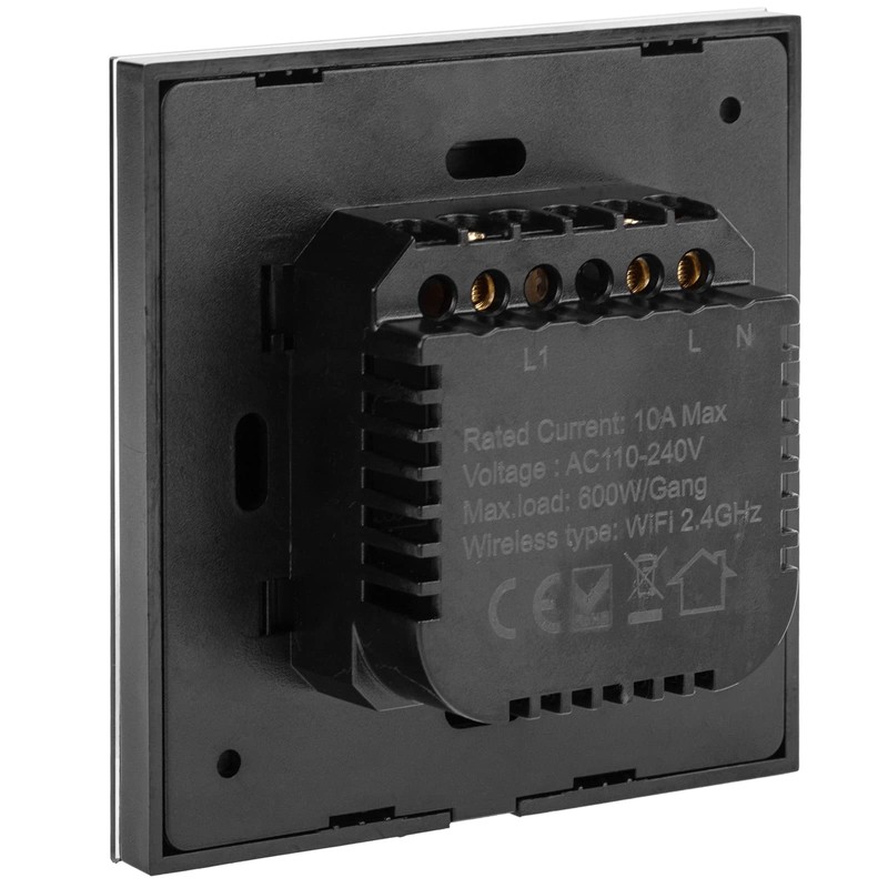 BeMatik Smart Switch Tactile Black Compatible with Google Home, Alexa