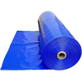 VBS - Blue Plastic Sheeting - 7 mil - Blue Plastic Tarp, Painters Tarp, Dust Barrier, Polyethylene Vapor Barrier Plastic Sheeting, Blue Painters Tarp, Blue Tarp (14' x 50')