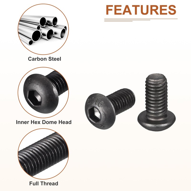 DTGN M8-1.25x16mm Button Head Socket Cap Screws - 10Pack -