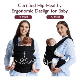 Momcozy Portabebé Ergonómico Cangurera para Bebé Mochila Color Negro