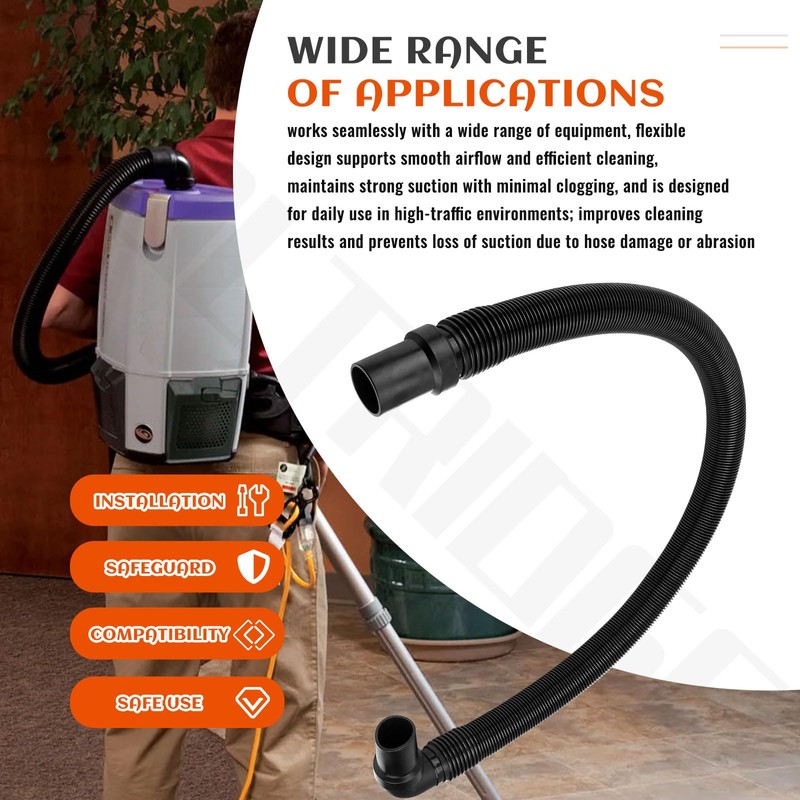 103048 107648 Backpack Vacuum Hose (1-1/2-inch Cuffs) Compatible with Pro-Team