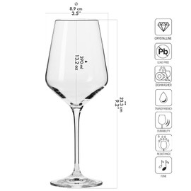 Krosno Large White Wine Glasses Set of 6, 13.2 oz, Avant-Garde Collection, Crystal Glass,Long Stem Wine Glasses for Wines and Cocktails, Glass Set for All Occasions, Dishwasher Safe, Made in Europe