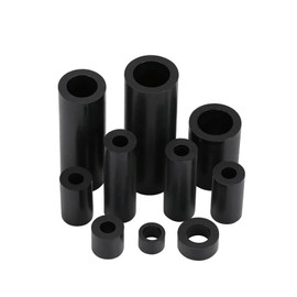 XAOLIUZi 50/100/200Pcs M5 M6 M7 M9 M11 Black ABS Non-Threaded Hollowed Nylon Spacer Round Hollow Standoff Washer Board Screw L=3-50mm(Length 4mm,M7 x ID 5mm (200pcs))