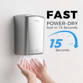 Commercial Hand Dryer for Bathroom, 1100W 110V Automatic Electric Hand Dryers, Low Noise 65dB High Speed 10s Dry, Wall Mounted ADA Compliant Silver ABS Cover for Restroom Office Restaurant
