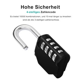 ZHEGE Padlock Combination Lock for Lockers, 4-Digit Combination Code Lock for Gym, Padlock, Weatherproof, Number Lock for Basement Door (Pack of 2, Black Silver)