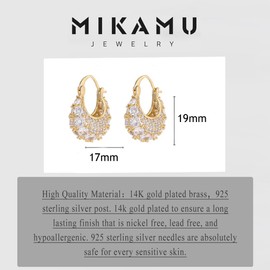 MIKAMU 14K Gold Thick Oval Hoop Earrings for Women CZ cubic zirconia Gold Plated trendy Thick Oval Earring for Women Jewelry (gold)