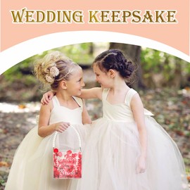 Pahdecor 2pcs Clear Flower Girl Basket set of 2 Acrylic Flower Basket With Pearl Handle Wedding Flower Girl Basket - Here Comes the Bride