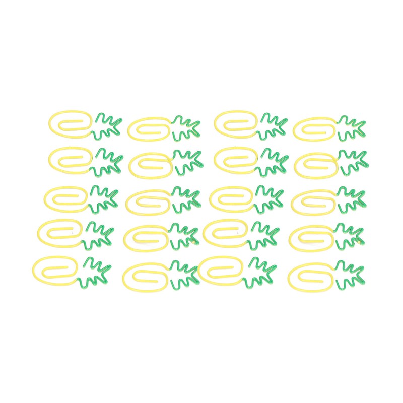 100pcs Metallic Paper Clips Green Yellow Ananas Shape Electroplating Process