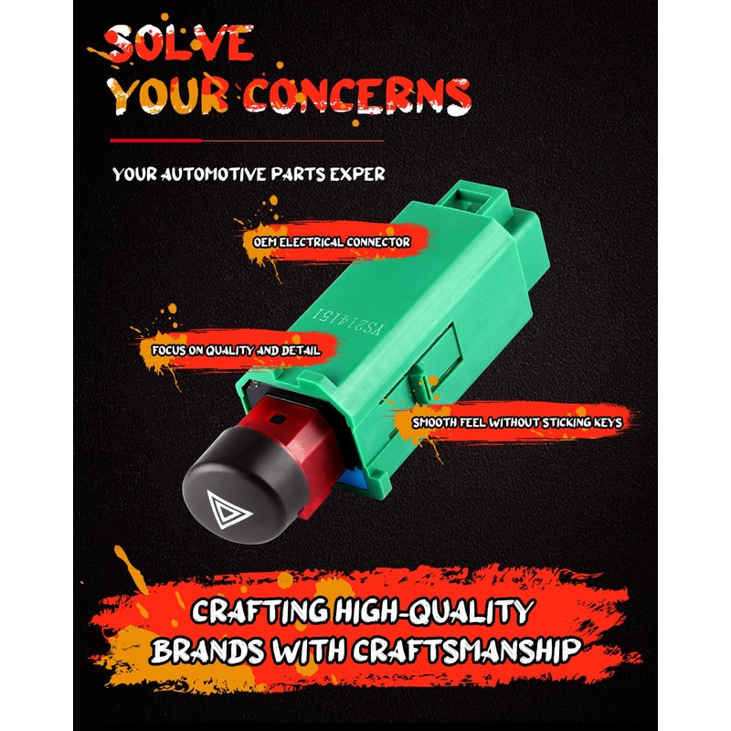 cciyu Hazard Warning Light Switch, Hazard Warning Switch Replace OE