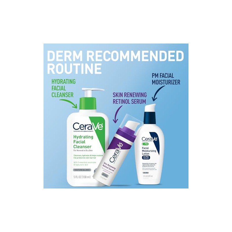 CeraVe - Loción facial hidratante Pm, 3 onzas